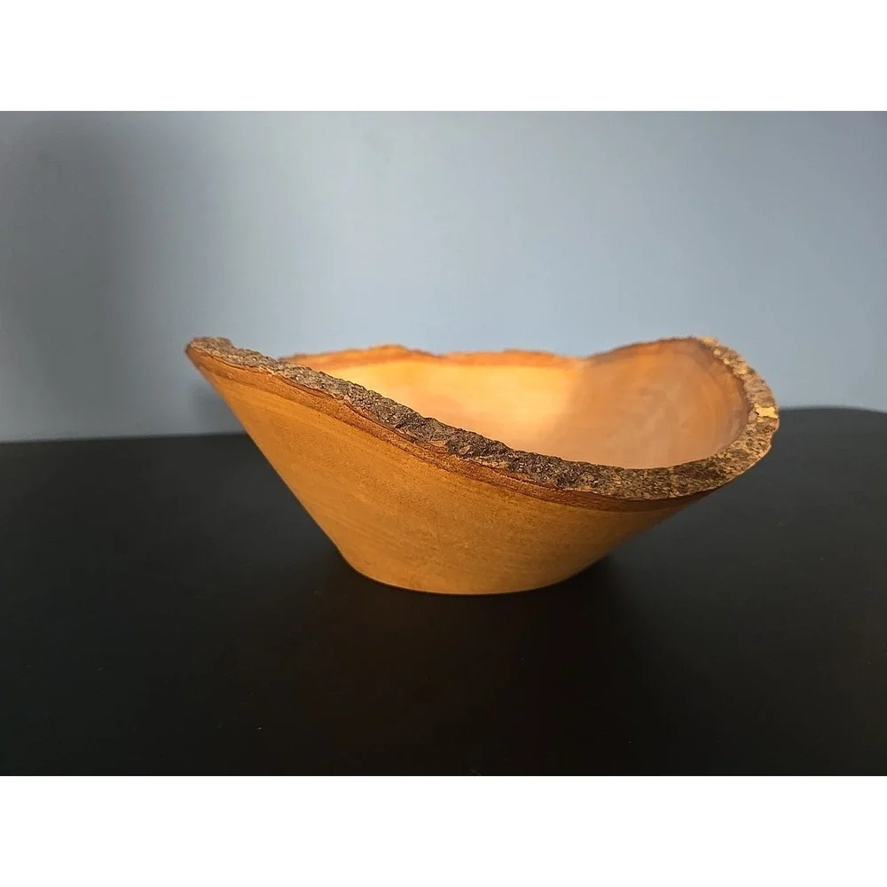 Live Edge Rustic Wood Bowl Hand Carved ‎ Natural Edge ~11